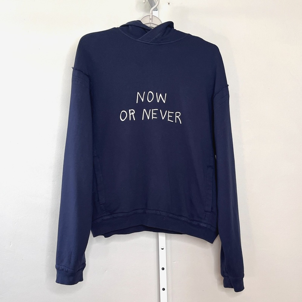 Haider Ackermann Navy Now or Never Hoodie Sweatshirt Indie‎ Sleaze Grail Luxe S